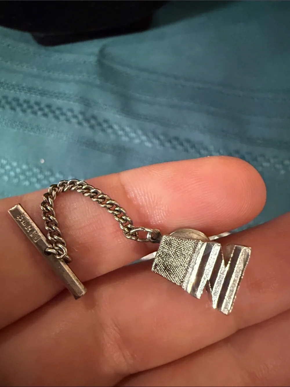Vintage Silver-Tone Men’s Cuff Links with Chain